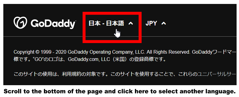 Select GoDaddy Language Select GoDaddy Language